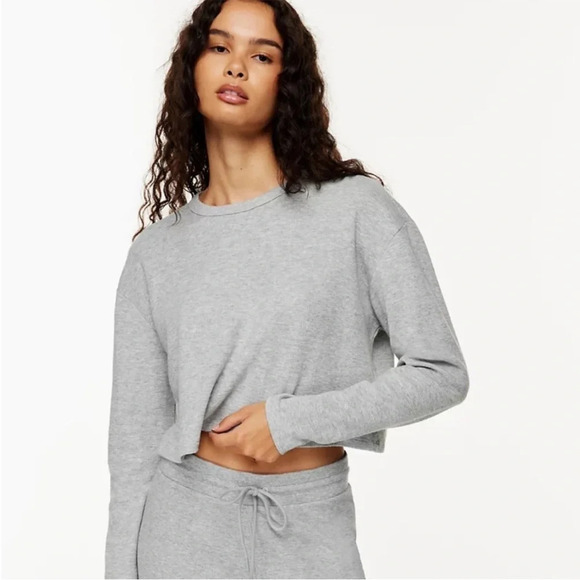 Sunday Best Aritzia Baby Waffle Thermal Long Sleeve Tee Sz XXS Crop - Picture 2 of 5